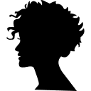 woman head silhouette with short hair BLACK